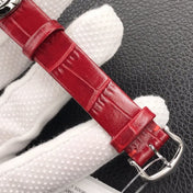 BALLON BLANC DE CARTIER QUARTZ STEEL CASE RED LEATHER
