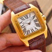 SANTOS 100XL 42MM STAINLESS STEEL LEATHER