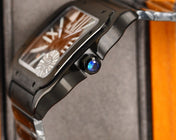 SANTOS DE CARTIE STAINLES STEEL SKELETON DIAL ALL BLACK