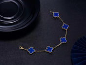 CLOVER BRACELET 5 MOTIFS BLUE AGATE