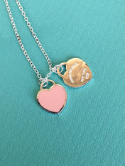 DOUBLE HEART PEDANT SILVER NECKLACE
