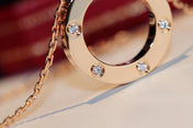 LOVE NECKLACE 16MM 6 DIAMONDS PINK GOLD