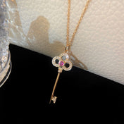 FLORET KEY PEDANT NECKLACE PINK DIAMOND