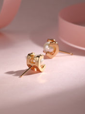 AKOYA PEARLS 6MM PINK GOLD STUD EARRINGS
