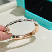 LOCK PINK GOLD SILVER DIAMOND BRACELET