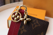 CHARM CARD HOLDER BROWN BURGUNDY MONOGRAM CANVAS