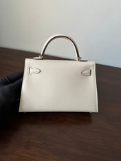 HM KELLY MINI 19 WHITE EPSOM GOLD HARDWARE