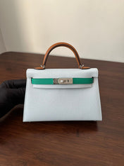 HM KELLY MINI 20 CLOUD BLUE EPSOM SILVER HARDWARE