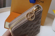 ZIPPY WALLET 19 BEIGE EMBOSSED LAMBSKIN