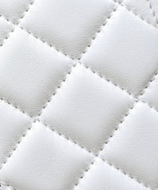 MINI RECTANGLE FLAP BAG TOP HANDLE 20CM WHITE LAMBSKIN SILVER HARDWARE