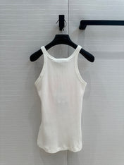 Miss CD Graffiti print striped vest