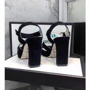 GG HIGH SANDAL BLACK SUEDE WITH PATTERNS