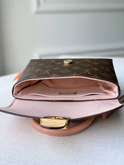 LOCKY BB 21 IN BROWN MONOGRAM CANVAS AND PEACH CALFSKIN GOLD BUCKLE