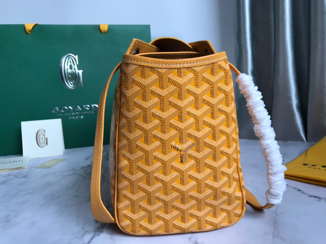 GOYA 26S ROUETTE PM TOTE BAG 30MM IN CARAMEL BROWN CANVAS AND CALFSKIN