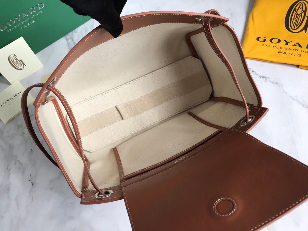 GOYA 26S ROUETTE PM TOTE BAG 30MM IN BROWN CANVAS AND CALFSKIN