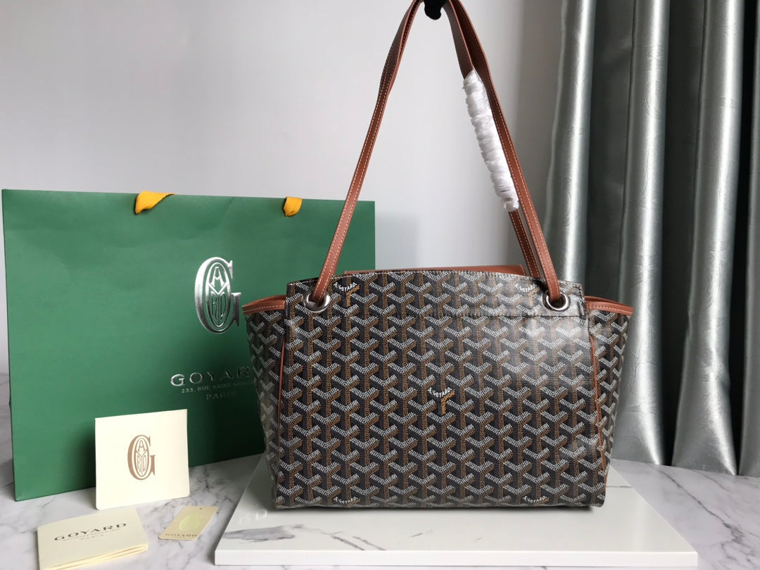 GOYA 26S ROUETTE PM TOTE BAG 30MM IN BROWN CANVAS AND CALFSKIN