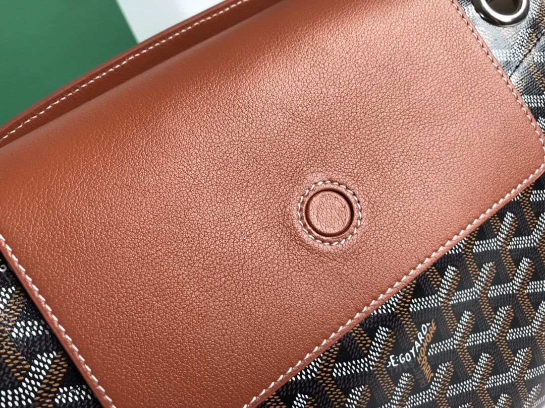 GOYA 26S ROUETTE PM TOTE BAG 30MM IN BROWN CANVAS AND CALFSKIN