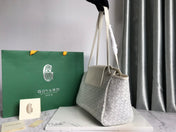 GOYA 26S ROUETTE PM TOTE BAG 30MM IN IVORY WHITE CANVAS AND CALFSKIN