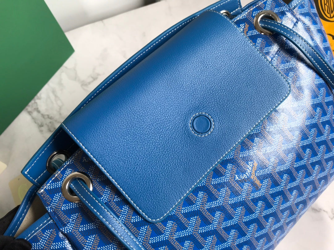 GOYA 26S ROUETTE PM TOTE BAG 30MM IN BLUE CANVAS AND CALFSKIN