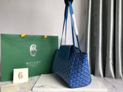 GOYA 26S ROUETTE PM TOTE BAG 30MM IN BLUE CANVAS AND CALFSKIN