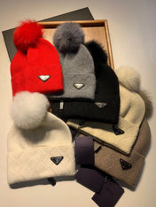 BEANIE HAT IN WHITE WOOL AND RABBIT FUR 361435