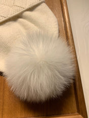 BEANIE HAT IN WHITE WOOL AND RABBIT FUR 361435