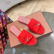 Summer Charms Sandals in Red Suede Pink Lambskin