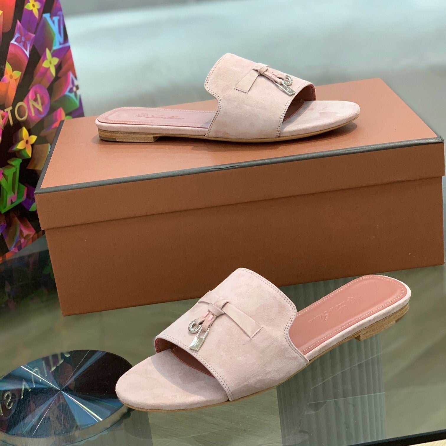 Summer Charms Sandals in Light Pink Suede Pink Lambskin