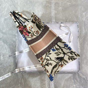 MEDIUM BOOK TOTE BAG 36 IN BEIGE COTTON WITH MULTICOLOR EMBROIDERY