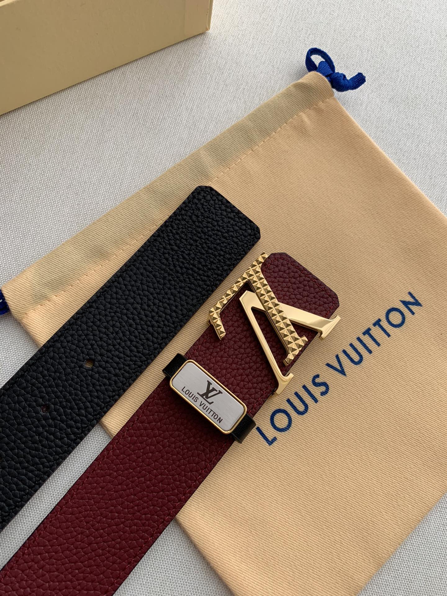 LV 25S BELT 38 MM IN DARK RED CALFSKIN 593214