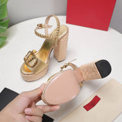 VLTN ESPADRILLE WEDGE SANDALS 25S 130 MM IN GOLD LAMBSKIN WITH GOLD HARDWARE