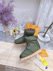 PILLOW COMFORT ANKLE BOOTS IN ARMY GREEN NYLON