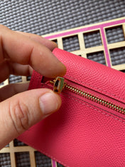 HM Kelly Pocket 13.5 Dark Pink Epsom Ghw