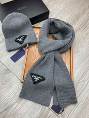 SET SCARF AND HAT IN MOUSE GRAY WOOL AND RABBIT FUR 386078