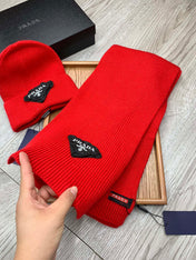 SET SCARF AND HAT IN CHERRY RED WOOL AND RABBIT FUR 386076
