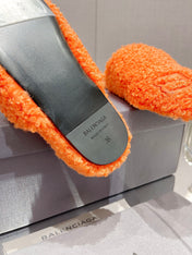 BALENCIAGA 25S MULES IN ORANGE WOOL WITH LOGO