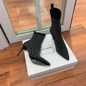 BALMAIN 26S BOOTS 105 MM IN BLACK FLYKNIT STYLE 19