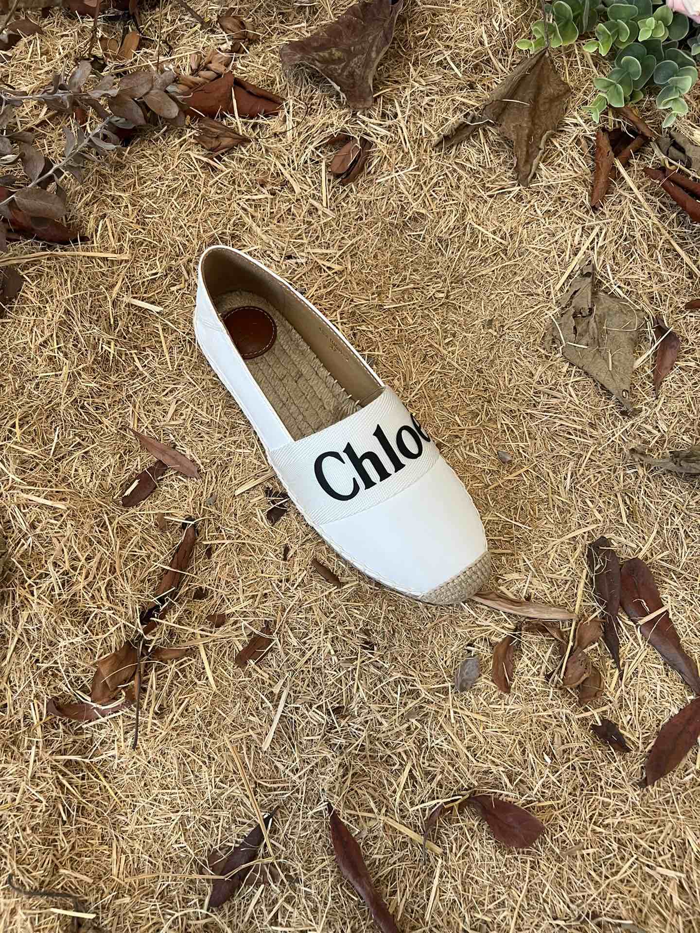 CHLOÉ 26S ESPADRILLE LOAFERS IN WHITE CALFSKIN AND CANVAS