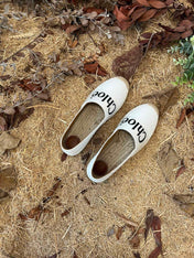 CHLOÉ 26S ESPADRILLE LOAFERS IN WHITE CALFSKIN AND CANVAS