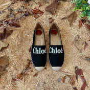 CHLOÉ 26S ESPADRILLE LOAFERS IN BLACK CANVAS
