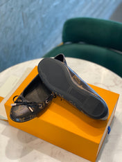 LV WOMEN'S BALLET FLAT IN CHOCOLATE BROWN MONOGRAM CALFSKIN WITH BOW