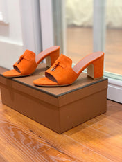 Summer Charms Mules 80 Orange Suede Pink Lambskin