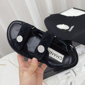 CHANEL 26S SANDALS IN BLACK SUEDE