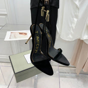TOM FORD 26S GOLD BUCKLE HEELS 105 MM IN BLACK VELVET