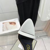 TOM FORD 26S GOLD BUCKLE HEELS 105 MM IN WHITE LAMBSKIN