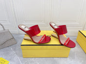 FENDI FIRST 95 MM HIGH-HEELED SANDAL IN CHERRY RED TPU FILM AND LAMBSKIN