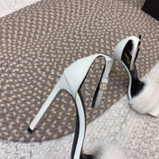 HIGH HEELS SQUARE TOE IN WHITE MINK FUR