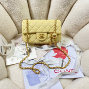 CHANEL 26S FLAP BAG 20 IN YELLOW LAMBSKIN