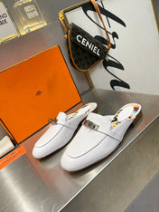 0Z MULE WHITE CALFSKIN WITH BLACK PATTERN