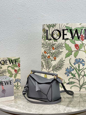 LOE MINI 18 PUZZLE BAG IN GREY CALFSKIN